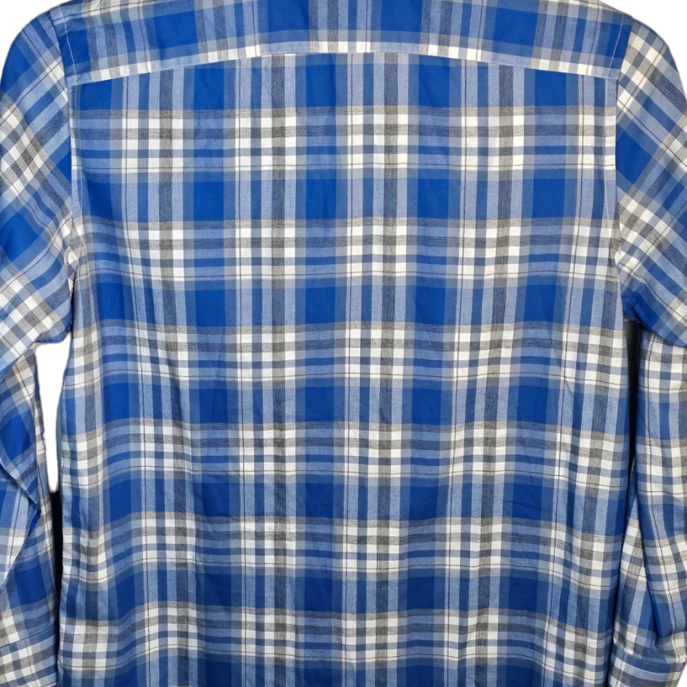 UNTUCKit Blue and White Plaid Casual Button-Down Shirt - Picture 7 of 14